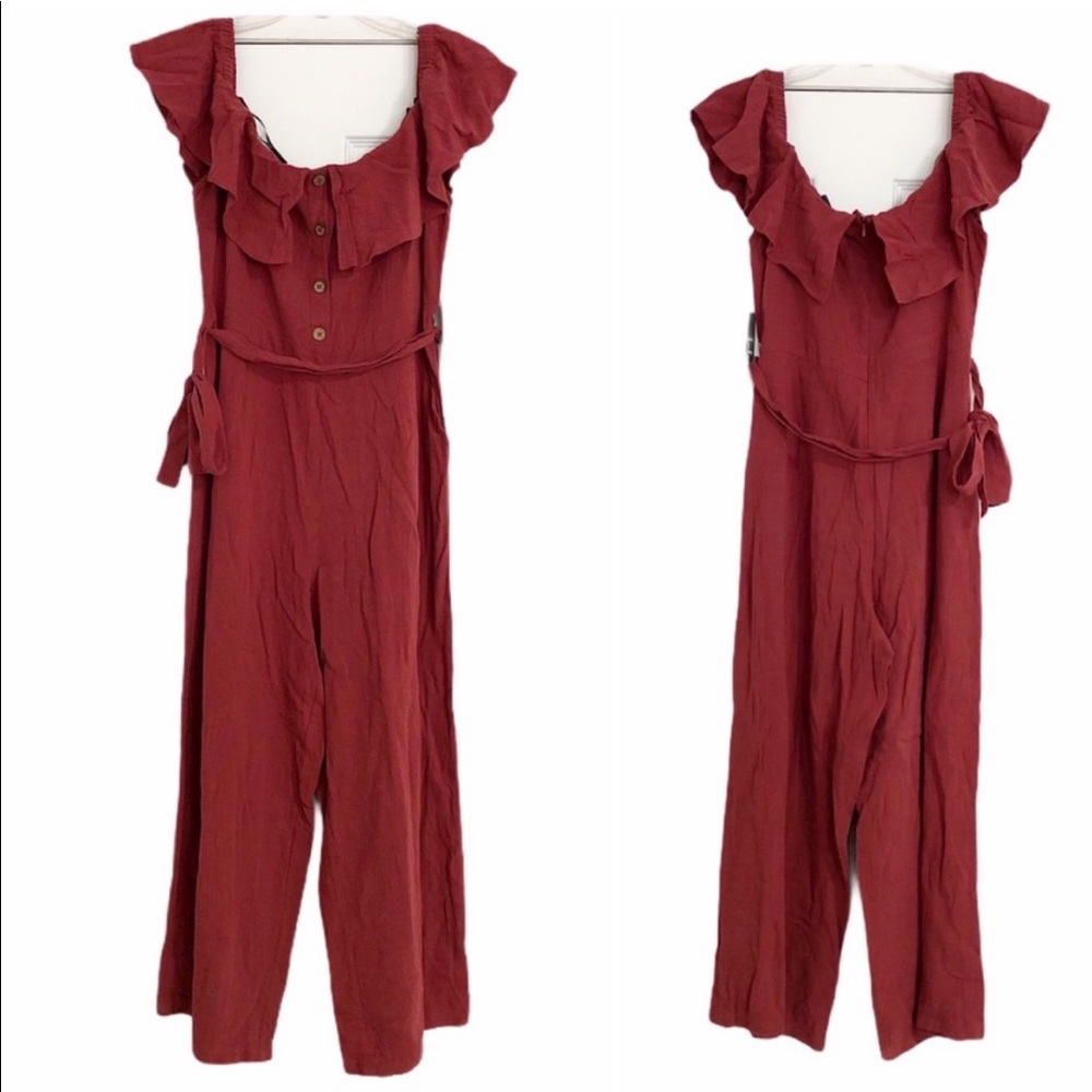 Lulus June Bloom Culotte Jumpsuit Romper Linen XL